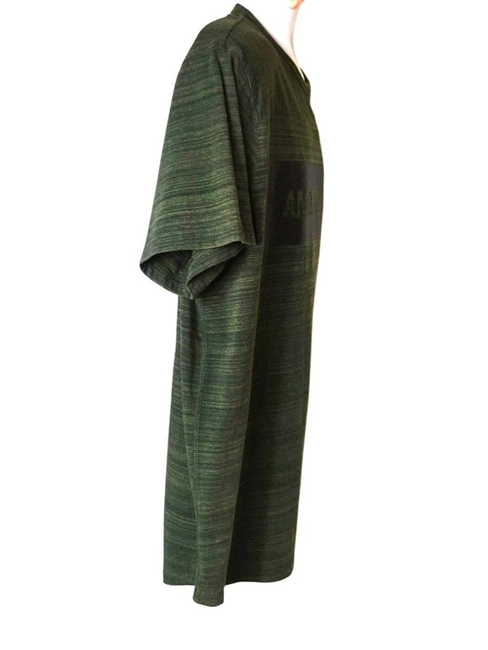 American Eagle Mens XXL Tee Active Flex Green Blue Striped Short Slv Casual Prep - Picture 4 of 7